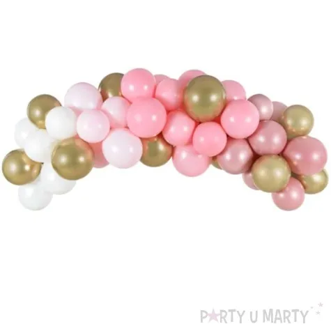 girlanda balonowa bialo rozowo zlota partydeco zestaw x60