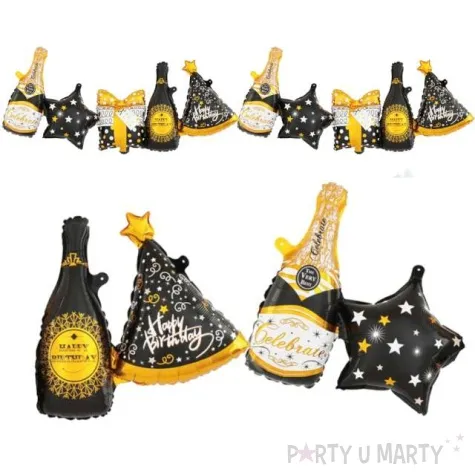 girlanda balonowa drinki i kieliszki czarno zlota partypal 206 cm