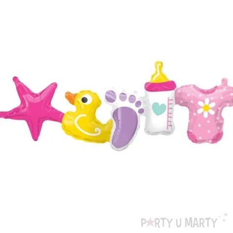 girlanda balonowa foliowa baby shower dziewczynka mix qualatex 208 cm