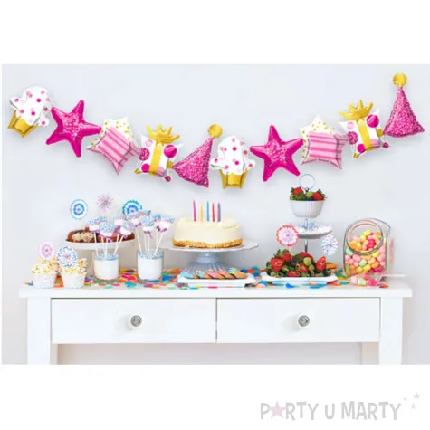 girlanda balonowa foliowa urodziny ksiezniczki rozowy qualatex 208 cm