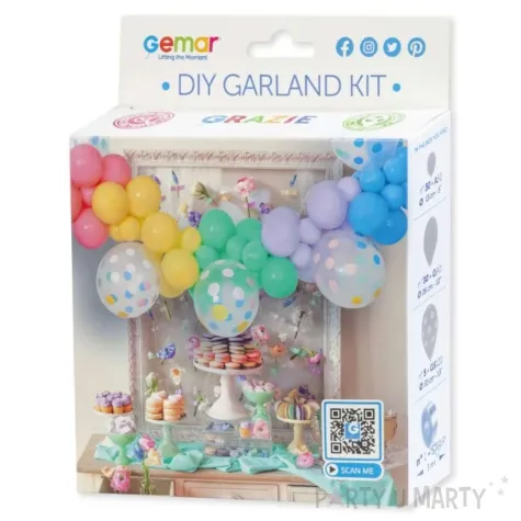 girlanda balonowa makaronowa tecza mix gemar 65 szt