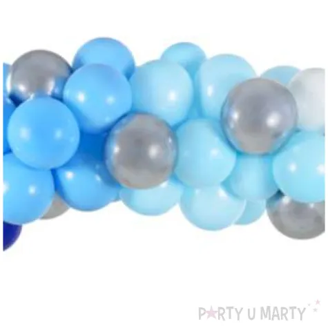 girlanda balonowa niebiesko granatowo srebrna partydeco zestaw x60