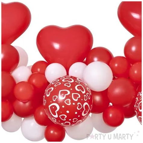 girlanda balonowa serca czerwony bialy gemar 66 szt