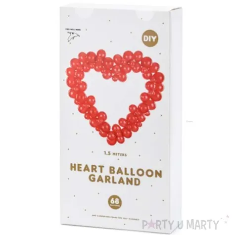 girlanda balonowa serce czerwona partydeco 166 x 160 cm 68 szt