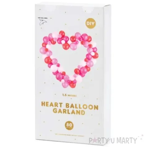 girlanda balonowa serce rozowa partydeco 166 x 160 cm 80 szt