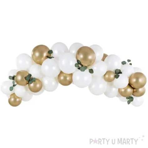 girlanda balonowa wesele w ogrodzie bialo zlota partydeco zestaw 60szt