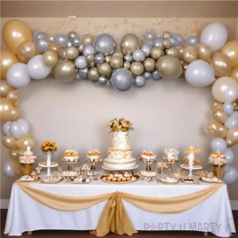 girlanda balonowa zloto i srebro gemar 65 szt