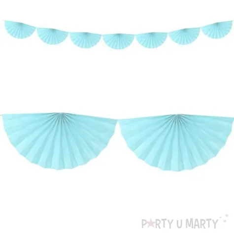 girlanda bibulowa rozety blekitna jasna partydeco 300 cm