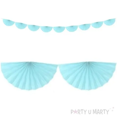 girlanda bibulowa rozety blekitna jasna partydeco 300x15 cm