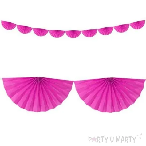 girlanda bibulowa rozety ciemny rozowy partydeco 300 cm