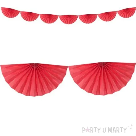 girlanda bibulowa rozety czerwona partydeco 300 cm