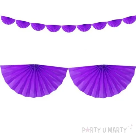 girlanda bibulowa rozety fioletowa partydeco 300 cm