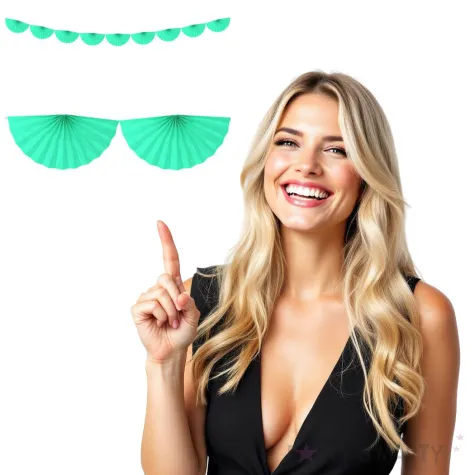 girlanda bibulowa rozety mietowa jasna partydeco 300 cm