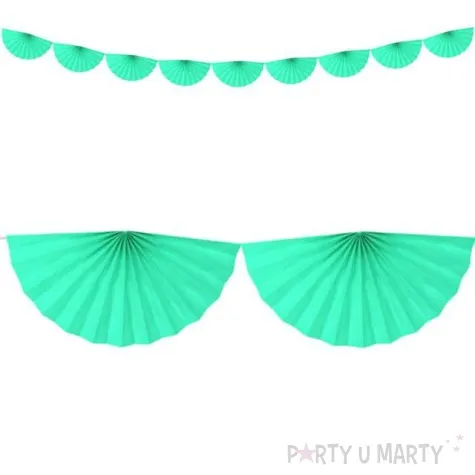 girlanda bibulowa rozety mietowa jasna partydeco 300 cm