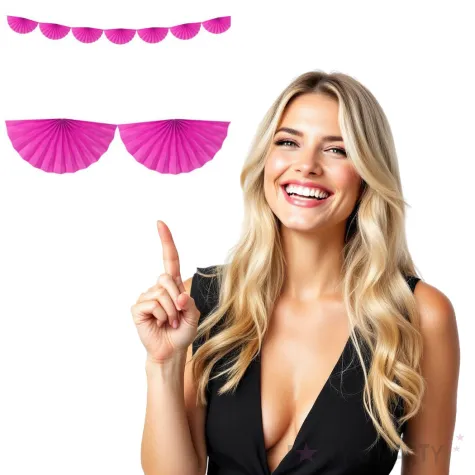 girlanda bibulowa rozety rozowa ciemna partydeco 300 cm