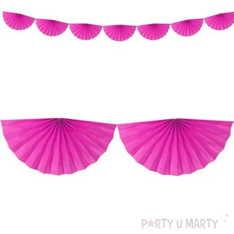 girlanda bibulowa rozety rozowa ciemna partydeco 300 cm