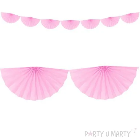 girlanda bibulowa rozety rozowa jasna partydeco 300 cm