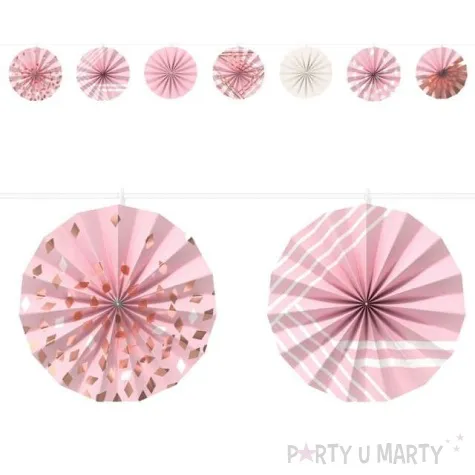 girlanda bibulowa rozety rozowo zlote amscan 365 cm