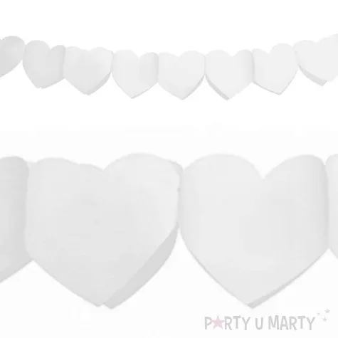 girlanda bibulowa serca biala 11x300 cm 1 szt