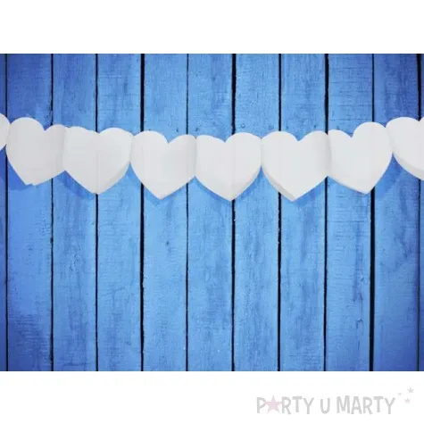 girlanda bibulowa serca biala 11x300 cm 1 szt