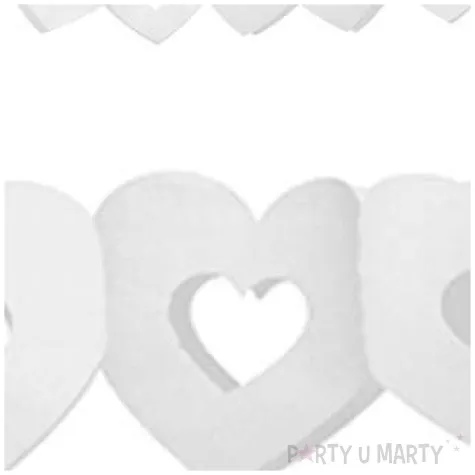 girlanda bibulowa serca biala 9x300 cm 1 szt