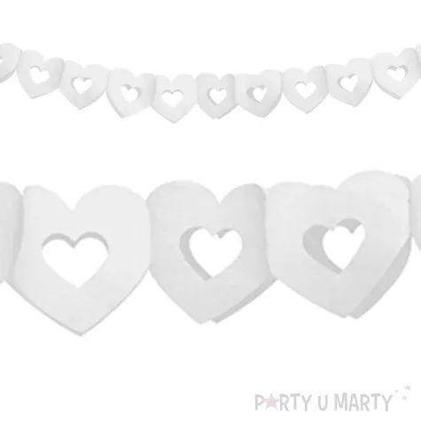 girlanda bibulowa serca biala 9x300 cm 1 szt