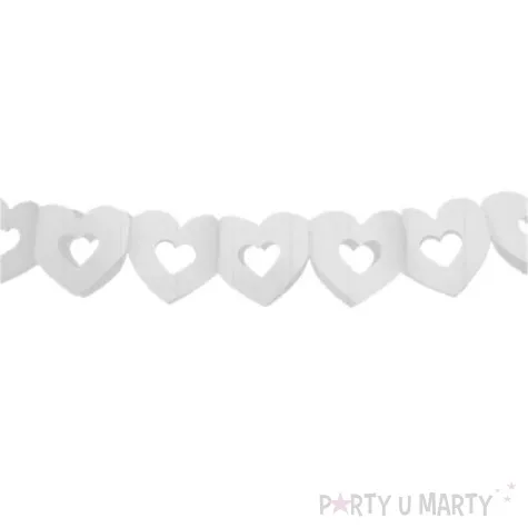 girlanda bibulowa serca podwojne biale 300 cm
