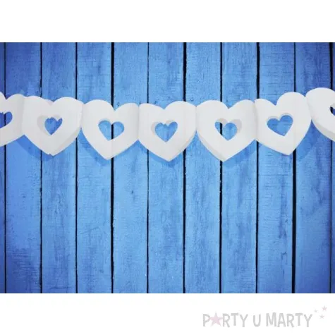 girlanda bibulowa serca podwojne biale 300 cm