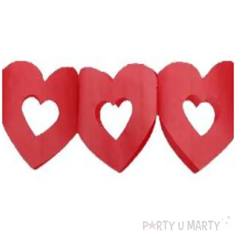 girlanda bibulowa serca podwojne czerwone 300 cm