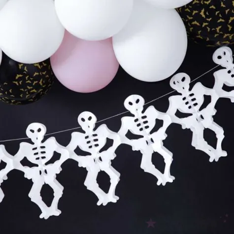 girlanda bibulowa szkieletory biala partydeco 300 cm