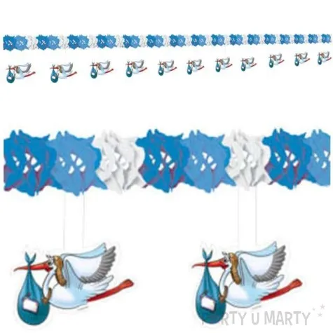 girlanda bocian baby shower niebieska folat 400 cm
