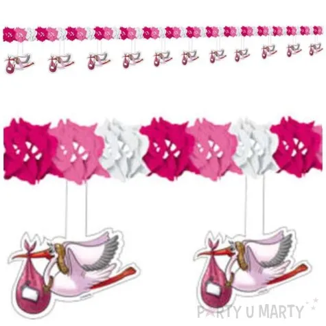 girlanda bocian baby shower rozowa folat 400 cm