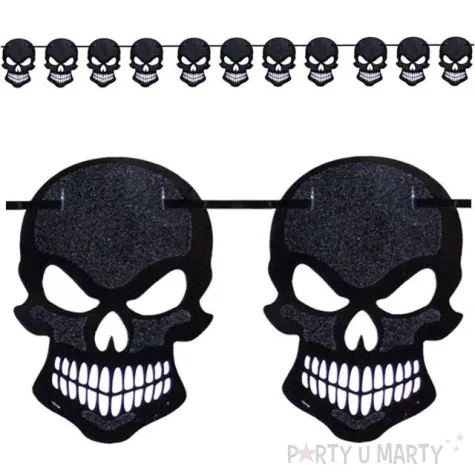 girlanda czaszki folat czarna 600 cm