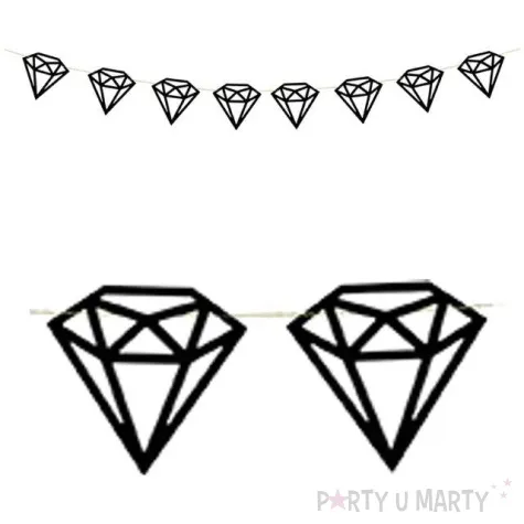 girlanda diamenty czarny partydeco 100 cm