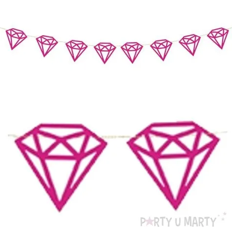 girlanda diamenty fuksja partydeco 100 cm