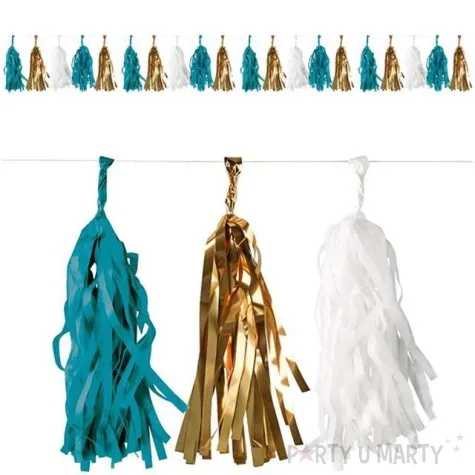 girlanda fredzle turkusowo zloto biala amscan 300 cm