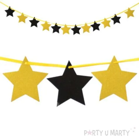 girlanda gwiazdki czarno zlote arpex 300 cm