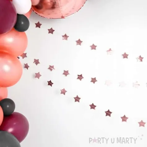 girlanda gwiazdki rozowo zlote metaliczne partydeco 360 cm