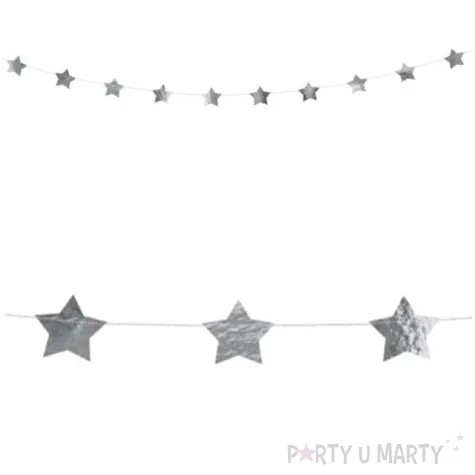 girlanda gwiazdki srebrne metaliczne partydeco 360 cm