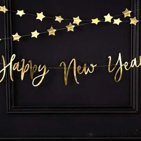 girlanda gwiazdki zlote metaliczne partydeco 360 cm