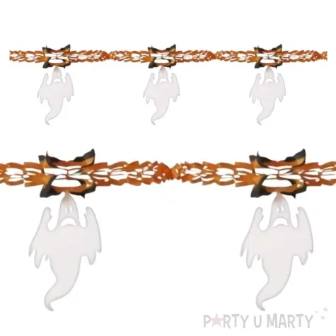 girlanda halloween duchy czarownice szkieletory bialo pomaranczowa widmann 300 cm