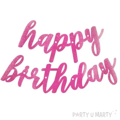 girlanda happy birthday dwuczesciowa rozowa unique 84 cm