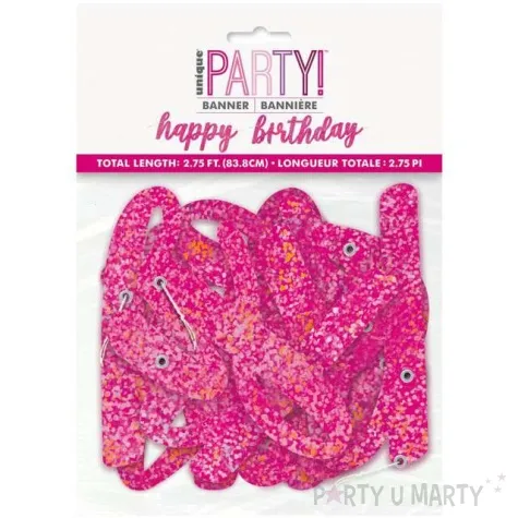 girlanda happy birthday dwuczesciowa rozowa unique 84 cm