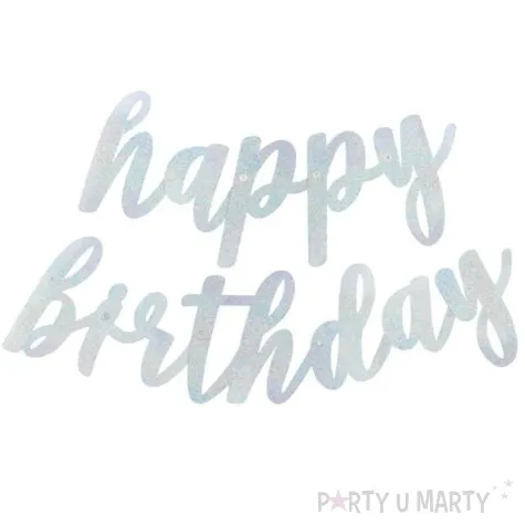 girlanda happy birthday dwuczesciowa srebrna unique 83 cm