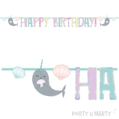 girlanda happy birthday narwhal amscan 200 cm