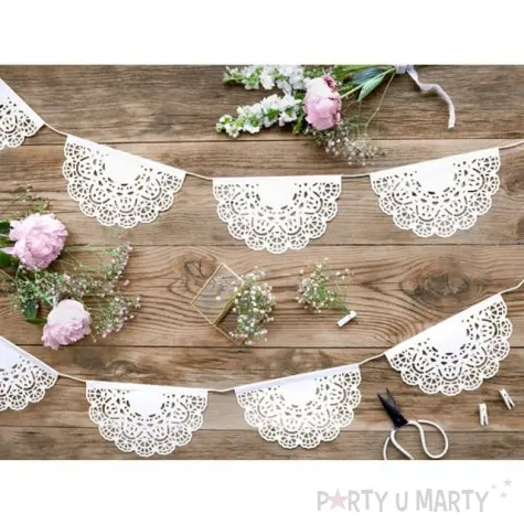 girlanda koronkowa classic biala partydeco 1 83m