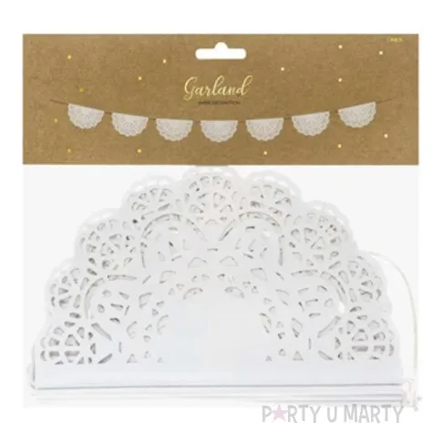 girlanda koronkowa classic biala partydeco 1 83m