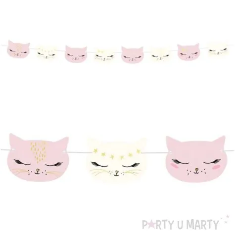 girlanda kotek rozowo biala partydeco 140 cm