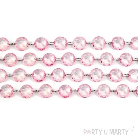 girlanda krysztalowa rozowa jasna 18 mm 100 cm