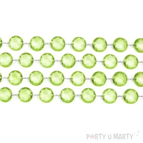 girlanda krysztalowa zielona jasna 18 mm 100 cm